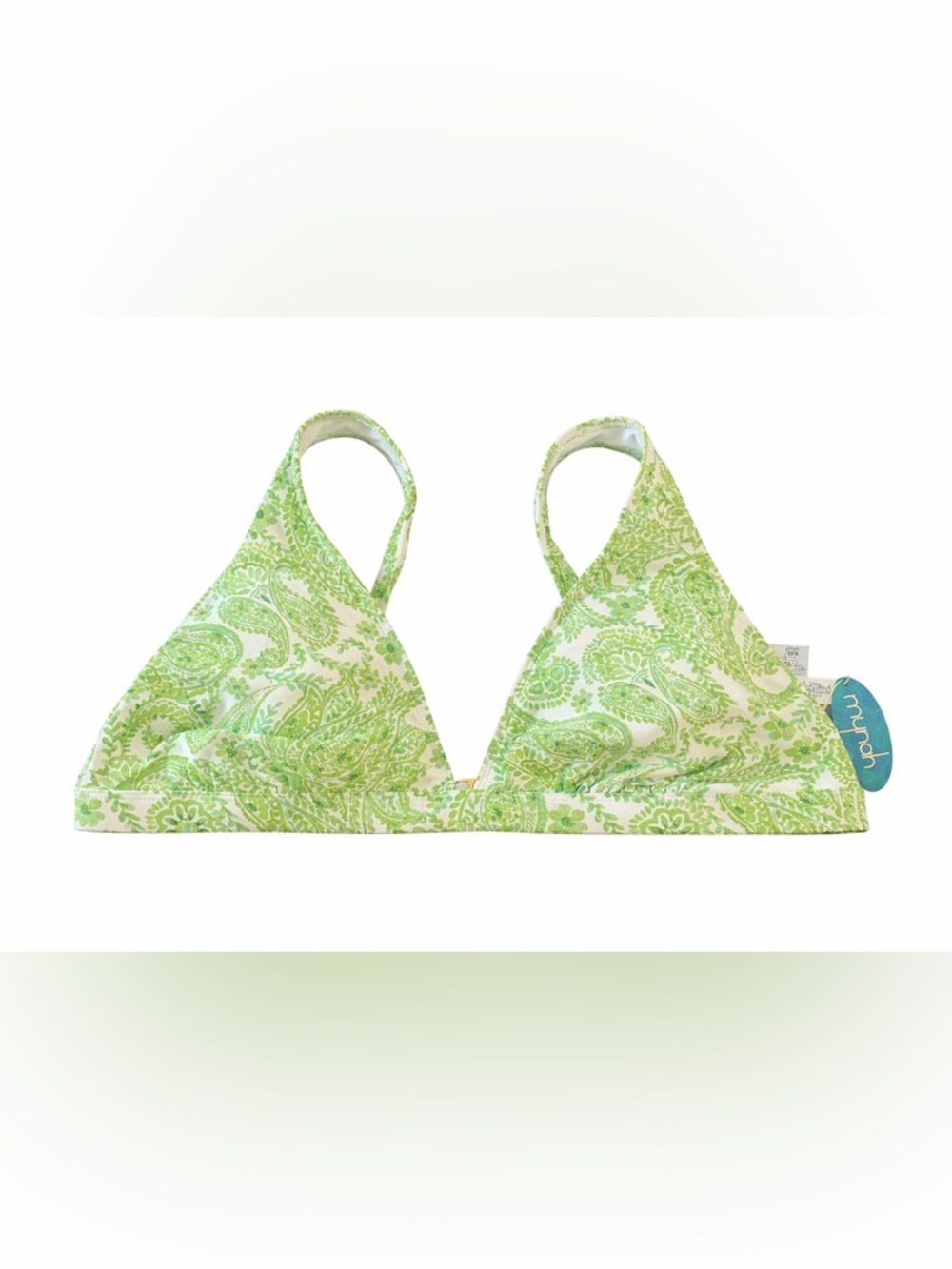 NWT Yumi Green Paisley Triangle Bikini Top Halter Swimwear Size XXL